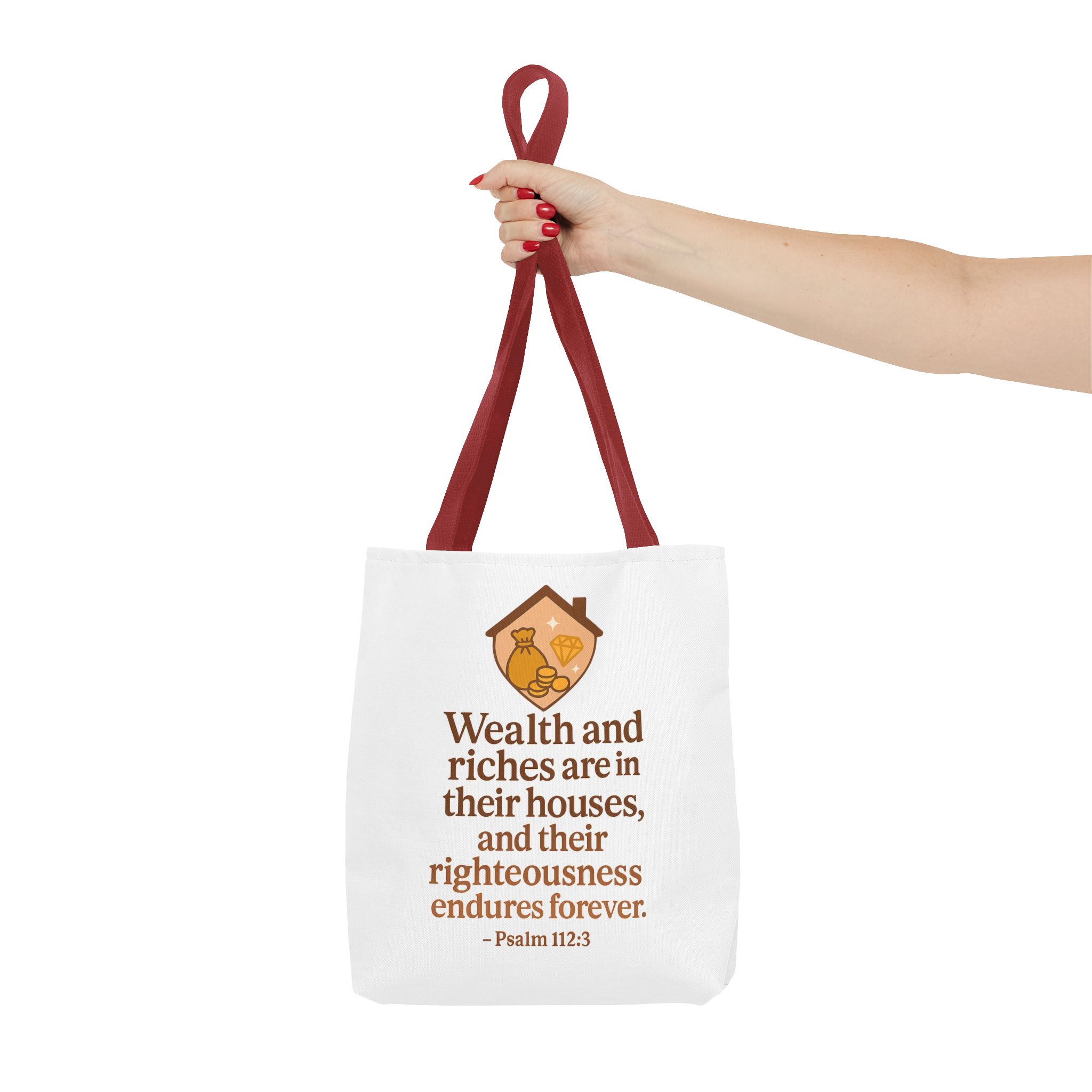 Inspirational Tote Bag, Bible Verse Carryall, Motivational Shopping Bag, Gift for Her, Psalm 112:3 Quote Bag, Versatile Everyday Tote - Image 4