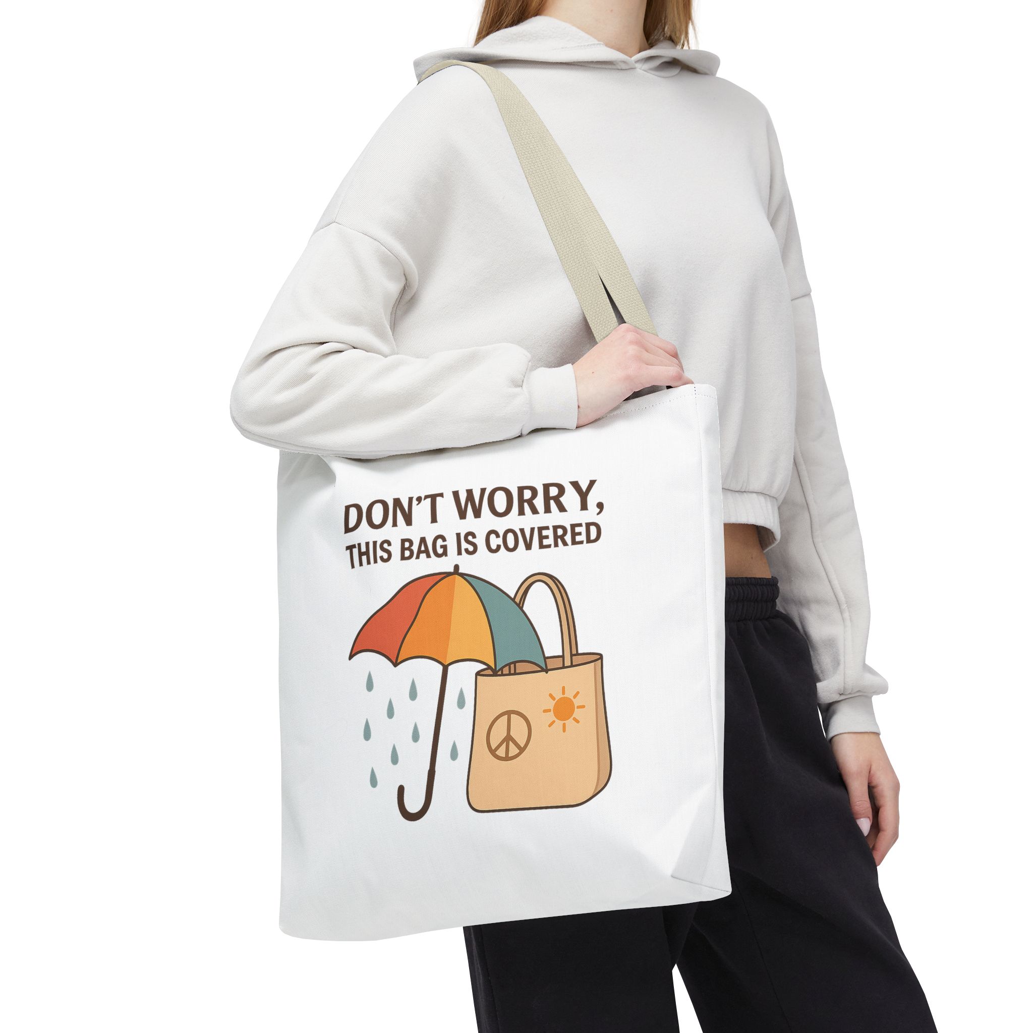 Lighthearted Tote Bag for Everyday Use, Eco-Friendly Shopping Bag, Rainy Day Carryall, Unique Gift for Friends, Funny Tote for All Occasions - Image 9