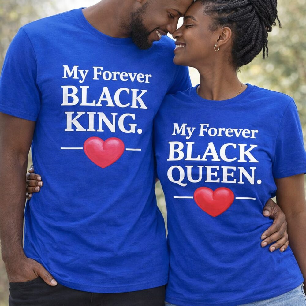 My Forever Black King & Queen – Matching Couple T-Shirt Set